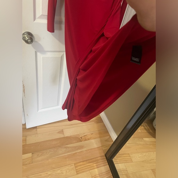 Red Lauren Ralph Lauren Long-Sleeve Faux-Wrap Sheath Dress - Size 10 - Picture 5 of 6